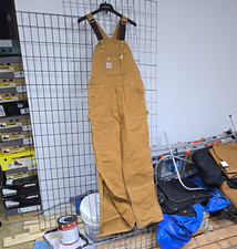 Carhartt Brown Canvas Double Front Work Bib Overalls 34x36 Unisex