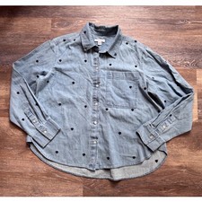 Free Assembly Womens XL Blue Denim Heart Embr...