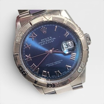 Rolex Datejust Turn-O-Graph Blue 36mm White Gold Bezel Watch 16264 W Series 1995