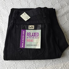 Vintage NWT Lee Womens Relaxed Fit 16 L Stretch Comfort Tapere Denim Jean Black