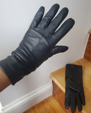 Aris 115 Black Soft Genuine Leather Women's Gloves with Lining Size 7 -Excellent