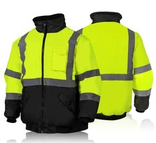 Fonira High Visibility Bomber Jackets with Fleece Liner, ANSI Class 3, Small