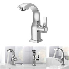 Chrome Folding Bathroom Sink Faucet Single Hole Basin Tap Wall Mount Cold Water