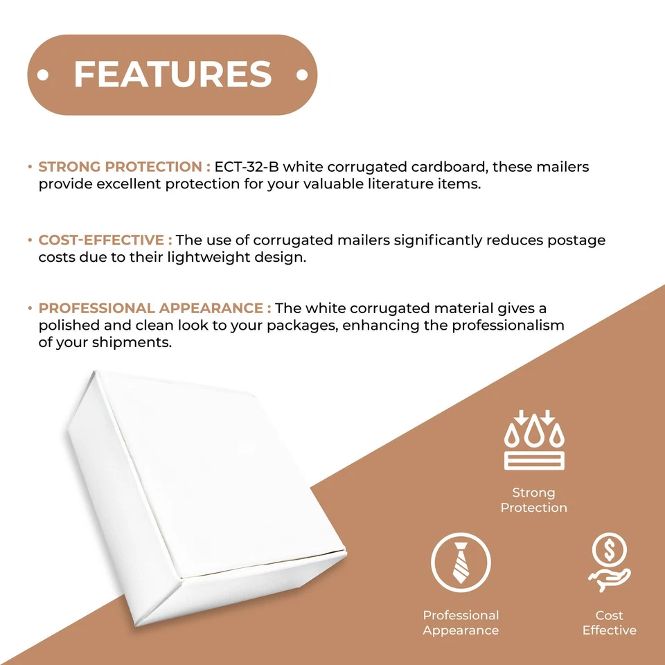 White Corrugated Boxes 10 x 8 x 4" For Mailing/Shipping ECT-32B 50/Case - Image 4 of 4