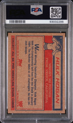 1985 Topps WWF #1 Hulk Hogan PSA 7 - Bild 2 von 2