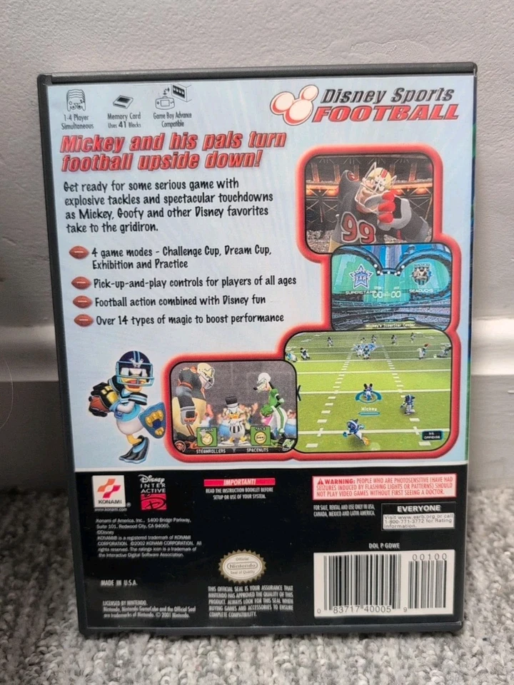 Disney Sports Football Nintendo GameCube (2002) Complete w/ Manual CIB, Tested! - Image 2 of 4