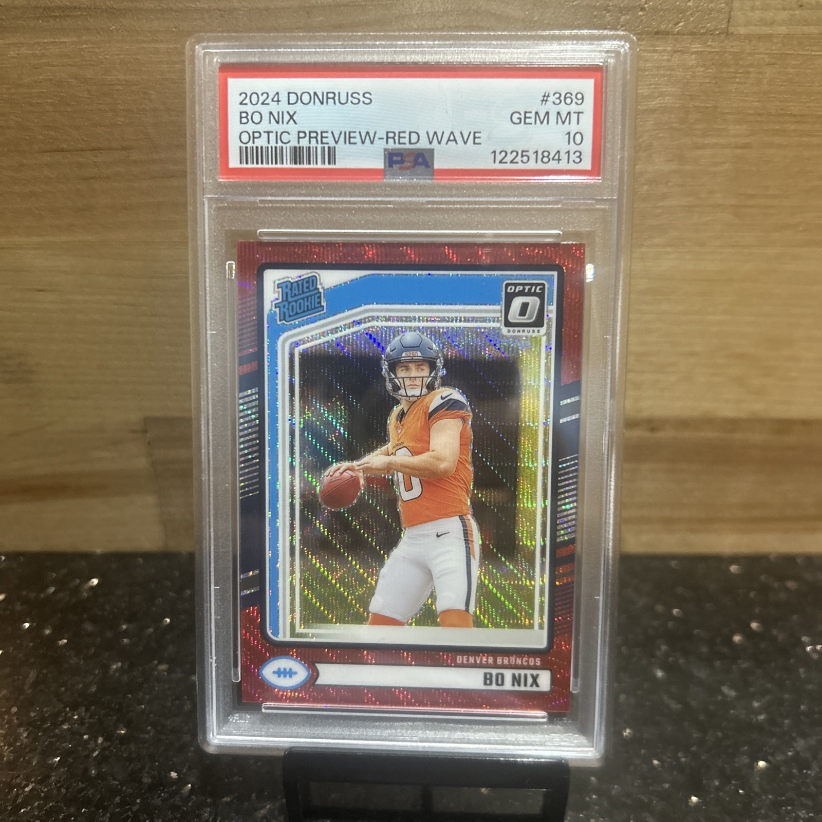 Bo Nix Panini Donruss #369 Optic Preview-Red Wave