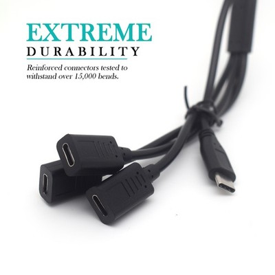 USB-C Extension Cable Male to 3 Female Splitter, Fast Charging & Data Sync, lot
