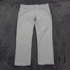 NV Pants Girls 9 White Canvas Flat Front Straight Pockets Jeans
