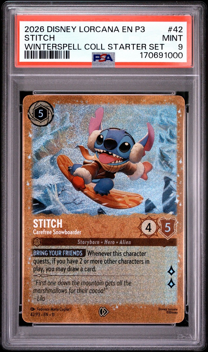 Stitch - Carefree Snowboarder 42 Disney Lorcana Promo Cards Holo