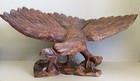 VINTAGE HAND CARVED REAL WOODEN LARGE BEAUTIFUL OPEN WING EAGLE SCULPTURE — photo 8