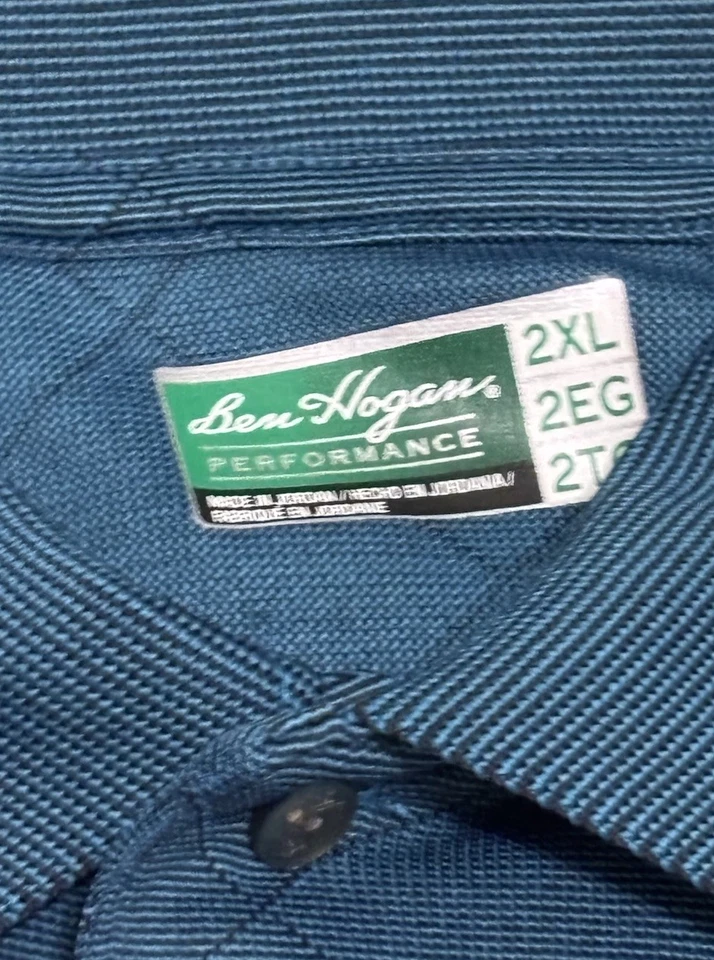 Мужская рубашка-поло Ben Hogan Performance размер 2XL с коротким рукавом для гольфа зеленая - Изображение 3 из 4