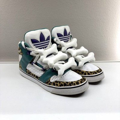 Adidas Jeremy Scott JS Bones Flintstones Leopard Shoes sz 8 Y2K Vintage