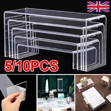 5Pcs Acrylic Clear Display Shelves Perspex Stands Risers Shelf Retail Shop NEW