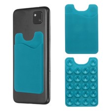 2 Pack Suction Phone Card Holder, Suction Cup Phone Grip, Peacock Blue