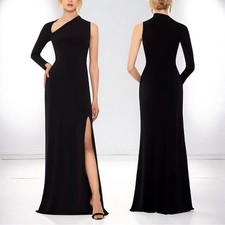   NEW w/tags Betsy  Adam Black One-Sleeve Gathered Gown Size 14W  229 Retail.