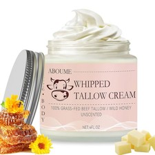 Beef Tallow for Skin, 100 Grass-Fed Whipped Beef Tallow and Honey Balm with Wil