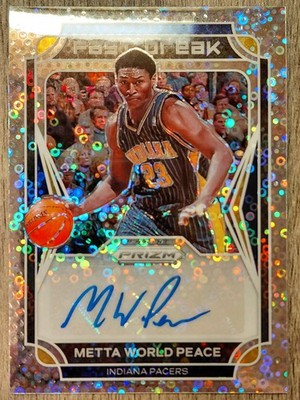 2021-22 Panini Prizm Fast Break Metta World Peace Silver Disco Prizm Auto