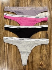 NWOT LOT OF 4 CALVIN KLEIN CK LOGO WAISTBAND THONG PANTIES SIZE MEDIUM M