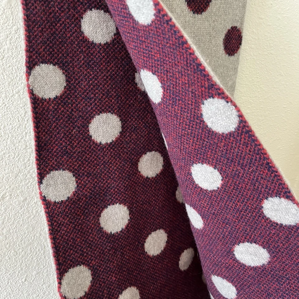 Bufanda Madewell Infinity 100 % lana lunares gris/púrpura reversible elegante linda Foto 4 de 4