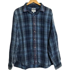 True Religion Men's Blue Slim Flannel Western Button Front Long Sleeve Shirt 2XL