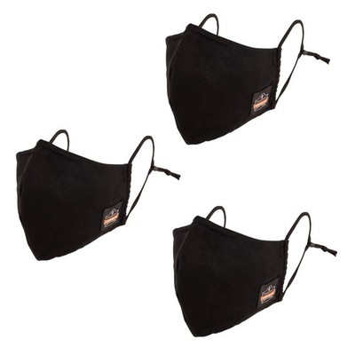 Ergodyne 8800 Two Layer Contoured Face Cover Mask, 1 Count (Pack of 3), Black 