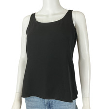 Eileen Fisher Silk Tank Top Shell Size S Black Scoop Neck Capsule Minimalist
