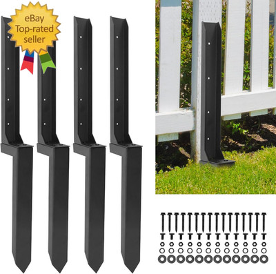 4 Pcs Fence Post Repair Kit Heavy Duty Wooden Fence Post Anchor Repair Stakes fo
