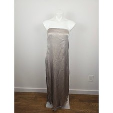 Dissh Mia Pewter Strapless Satin Strapless Maxi Dress Silver Evening Gown Size 8
