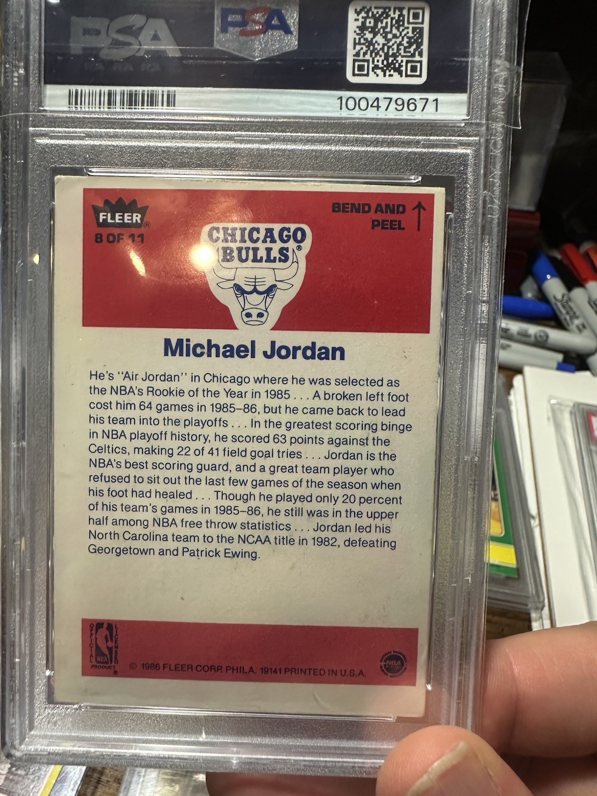 1986 Fleer Sticker Michael Jordan #8 PSA 2.5 Rookie!!! view 2
