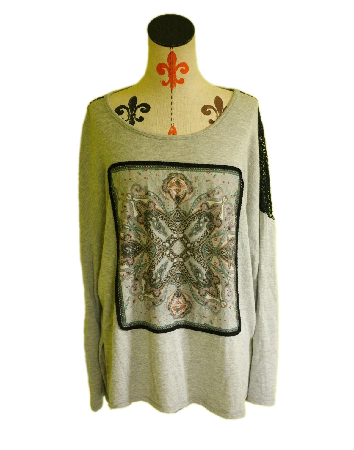 Democracy Tunic Top Patchwork Lace Back Boho Shir… - image 3