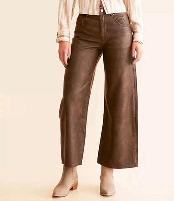 We The Free Misha High-Rise Wide Barrel Faux Leather Pants Womens Size 31 NEW