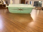 PYREX 1960s Atomic Starburst 575-B 2 QT Casserole Dish W/Lid Turquoise Gold RARE