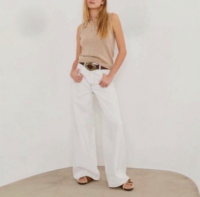 Ba&sh Women s Csoul Wide Leg Jeans Cotton Minimalist Chic Capsule Size M Or 8-10