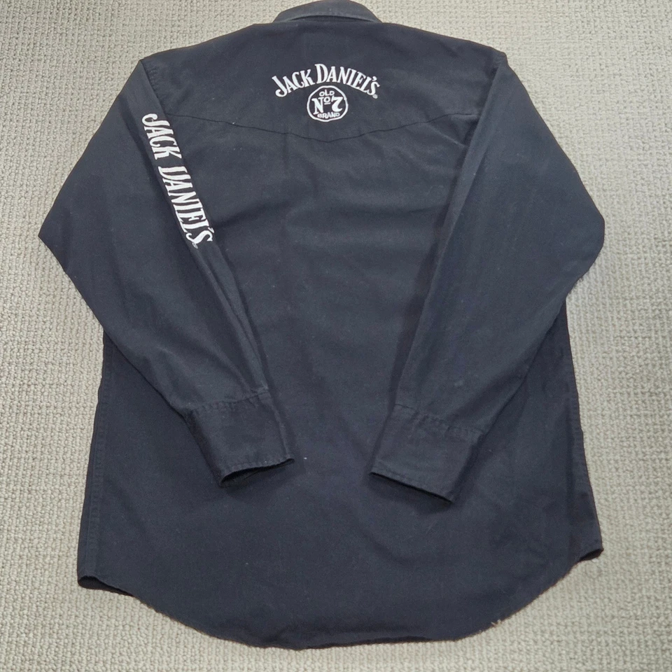 Camisa Jack Daniels Negra Abotonada Manga Larga Western Ropa de Trabajo Para Hombre Mediana Foto 3 de 4