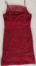 Red Lace Mini Dress Topshop 10 Pencil Straps Stretchy