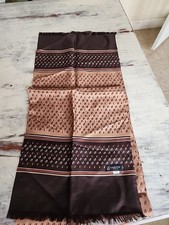 Lanvin Browns N Burgundy Rectangle Designer Silk Neck Scarf 55" X 12"