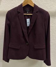 Ann Taylor Petite Women s Burgundy Blazer Sz OP One Button Career NWT MSRP 189