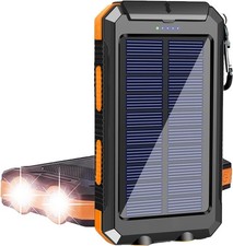 20000mAh Power Bank For Smart Phones Travel Friendly With Solar Charging & Light
