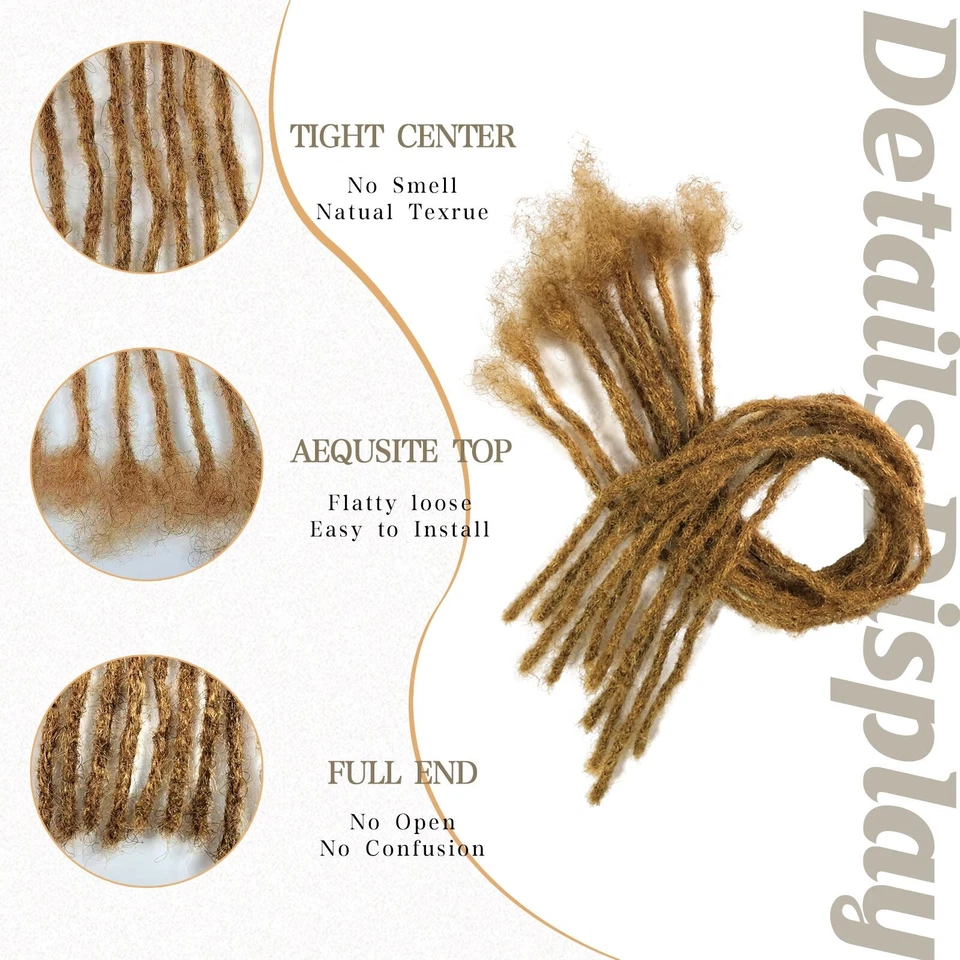 Rastas delgadas 8-24" 0,2 cm rastas cabello humano extensiones hermanas locs rastas afro Foto 3 de 4