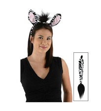 Zebra Set - Ears Tail - Black/White - Costume Cosplay Accessories - One Size
