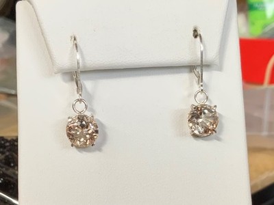 Ohrringe Sterlingsilber 0,925 natürlicher kaiserlicher Topas 8 mm neues Design Hebelrücken
