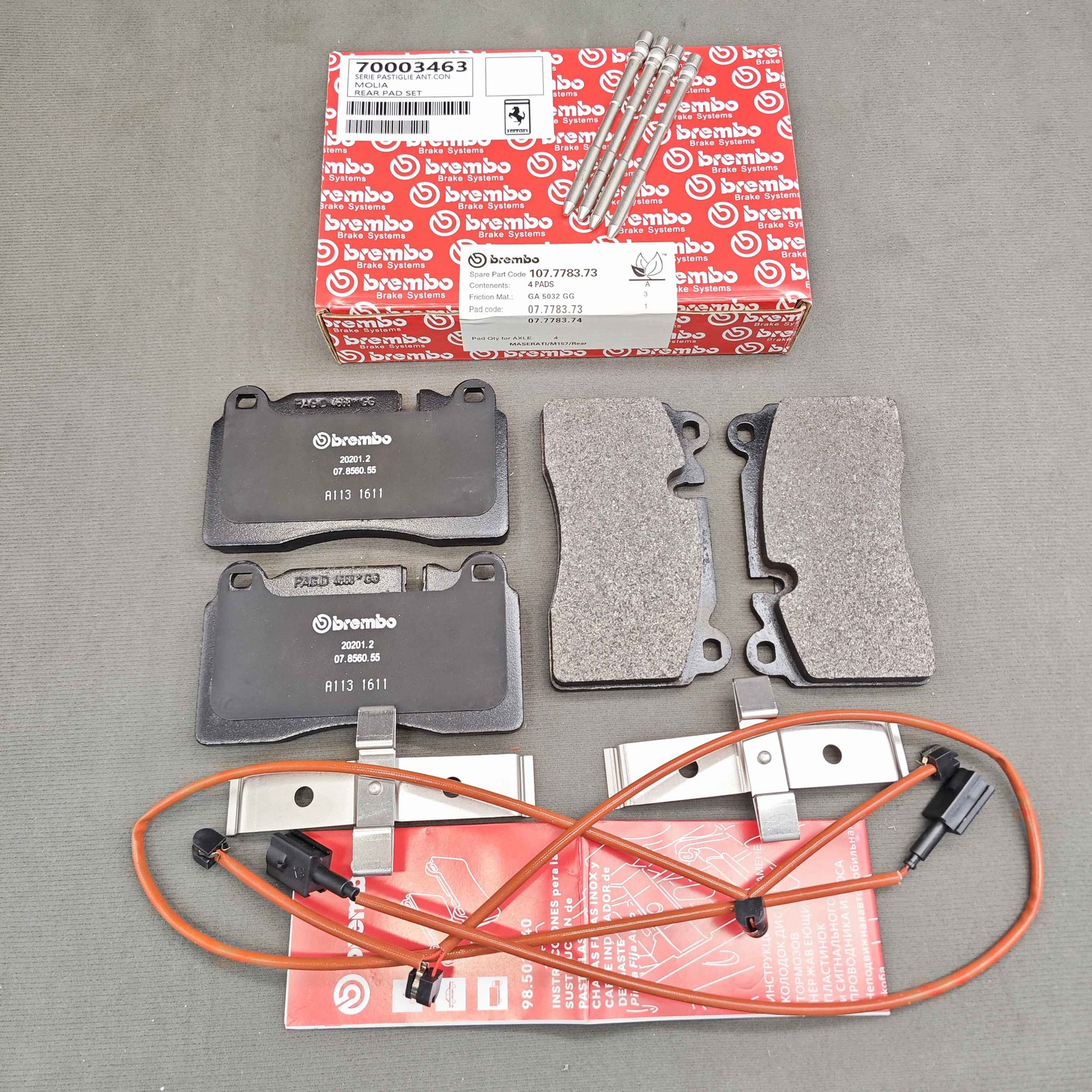 Ferrari California Rear Brake pad kits Set P/N 70003463
