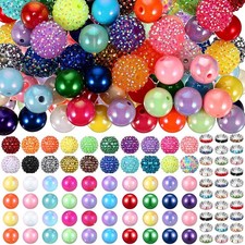 160 pcs Beads for Pens Jewelry Resin Crystal Rhinestone Chunky Bubblegum Spac...