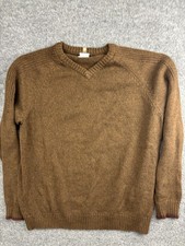 Columbia Sweater Mens XL Brown 100 Cotton V Neck Raglan Knit Pullover Casual