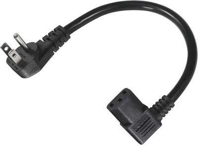 Right Angle Power Cord 1FT, NEMA 5-15 to IEC C13, 16AWG for PC/TV Monitor