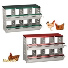 8 Hole Galvanized Chicken Nesting Box with Egg Collection Coop Egg Laying Box US