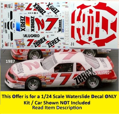 NASCAR DECAL # 7 ZEREX ALAN KULWICKI 1987 FORD THUNDERBIRD POWERSLIDE 1/24