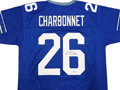 Seattle Seahawks Zach Charbonnet Signed Blue Throwback Jersey MCS