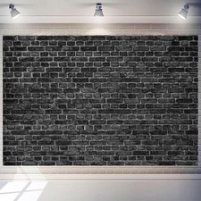 10 x 8 ft Black Brick Wall Backdrop Retro Stone Wall Photography Vintage Back...